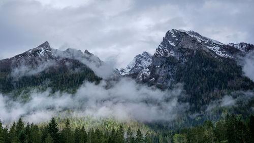 Panoramic shot of snowcapped mountains against sky