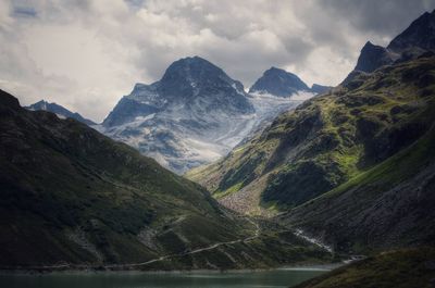 Scenic view of mountains against sky