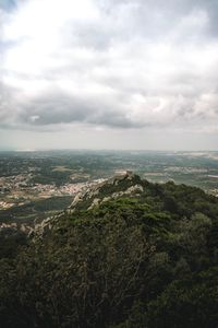 High angle view of city against sky