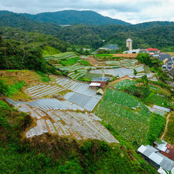 High angle view of landscape against sky