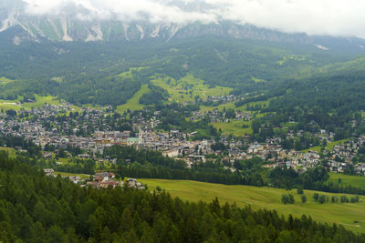 Aerial view of townscape against sky