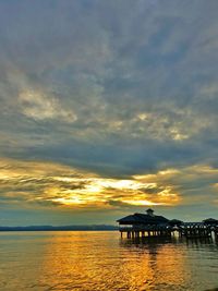 Scenic view of sea against sky at sunset