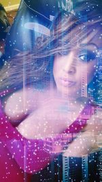 Close-up of woman holding bubbles