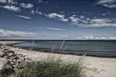 Scenic view of beach against sky