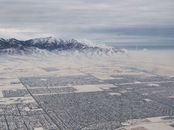 Scenic view of snowcapped mountain against sky