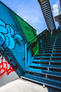 Low angle view of graffiti on wall of building