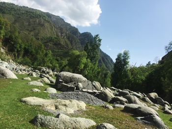 Scenic view of rocky mountains against sky