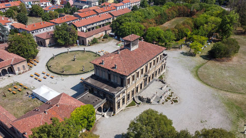 Aerial view of villa bagatti valsecchi in the city of varedo