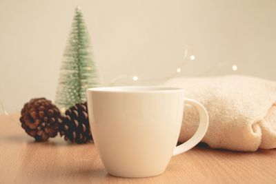 Close-up of coffee served on table