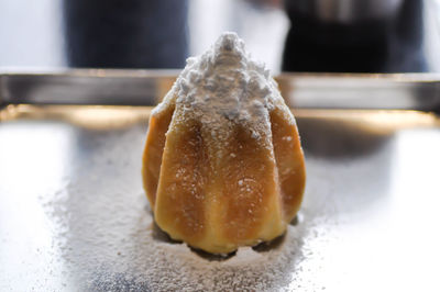 Close-up of ice cream in plate on table