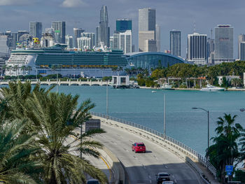 Downtown miami, pier and maritime terminal in miami beach florida united states. south beach. 