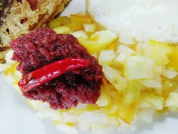 Close-up of fruit salad in plate