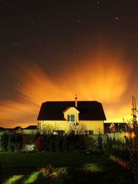 House against sky at night