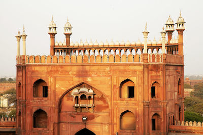 High section of jami masjid against clear sky