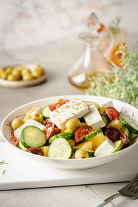 Close-up of food in plate on table