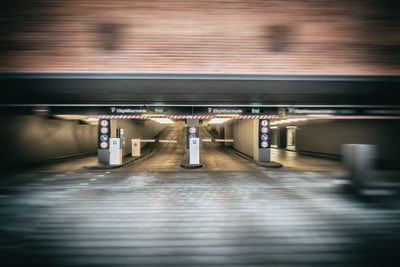 Blurred motion of illuminated parking lot