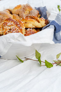High angle view of food on table