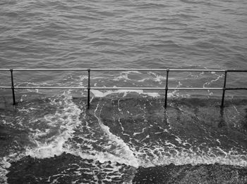 High angle view of swimming pool in sea