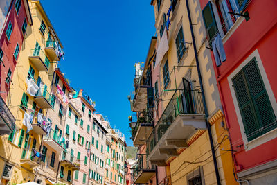 Low angle view of residential buildings against sky