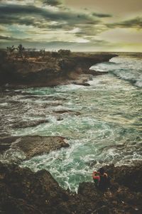 Scenic view of sea at sunset