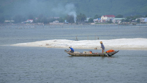 Fishing boat sailing in sea