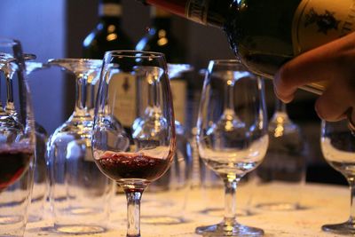 Close-up of wine glass on table