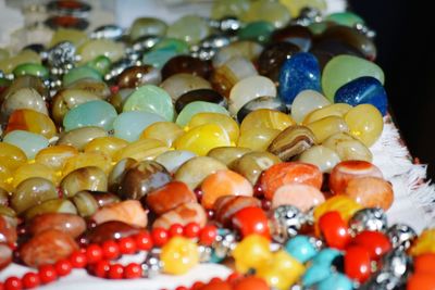 Close-up of necklace for sale at market stall