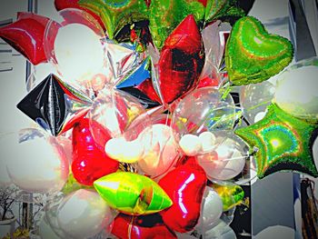 Multi colored balls on display
