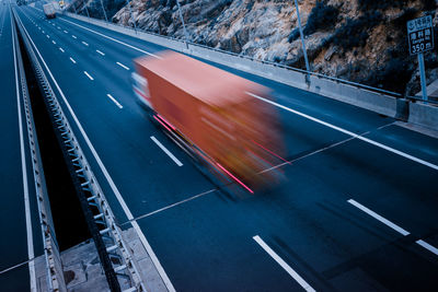 High angle view of vehicles on road