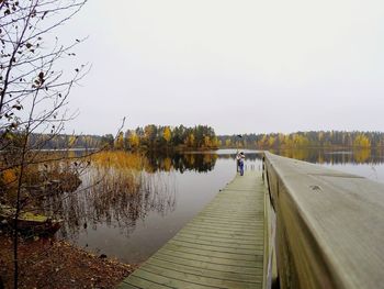 Scenic view of lake against clear sky