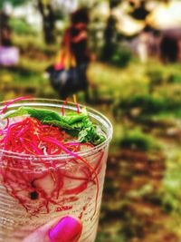 Close-up of drink on glass