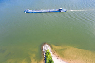 High angle view of boat on sea