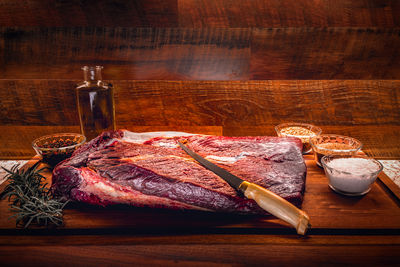 High angle view of food on table