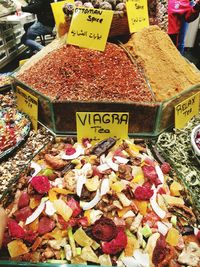 Various fruits for sale at market stall