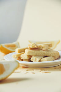 Close-up of dessert in plate on table