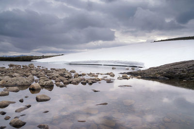 Scenic view of rocks against sky