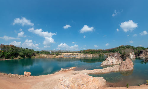 Panoramic view of lake against sky