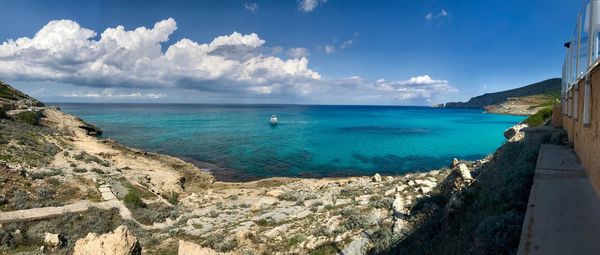 Panoramic view of sea against cloudy sky