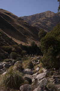 Scenic view of rocky mountains against sky