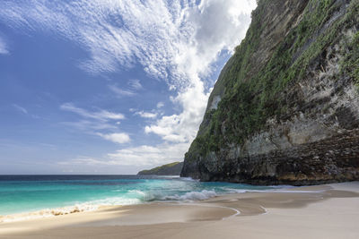 Scenic view of beach against sky