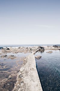 Scenic view of sea against clear sky