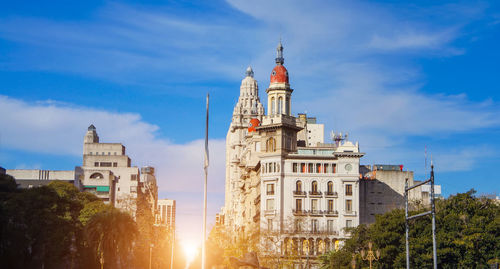 Low angle view of buildings against sky