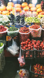 Various fruits for sale at market stall