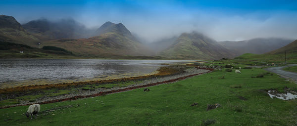 Scenic view of mountains against sky