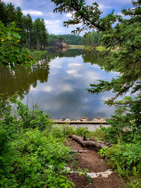 Scenic view of lake against sky