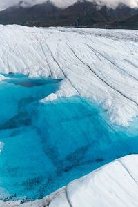 Aerial view of snow covered landscape