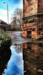 Reflection of building in water