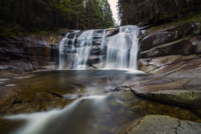 Scenic view of waterfall