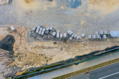 High angle view of graffiti on metal wall