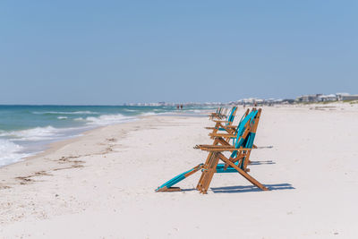 Scenic view of beach against clear sky